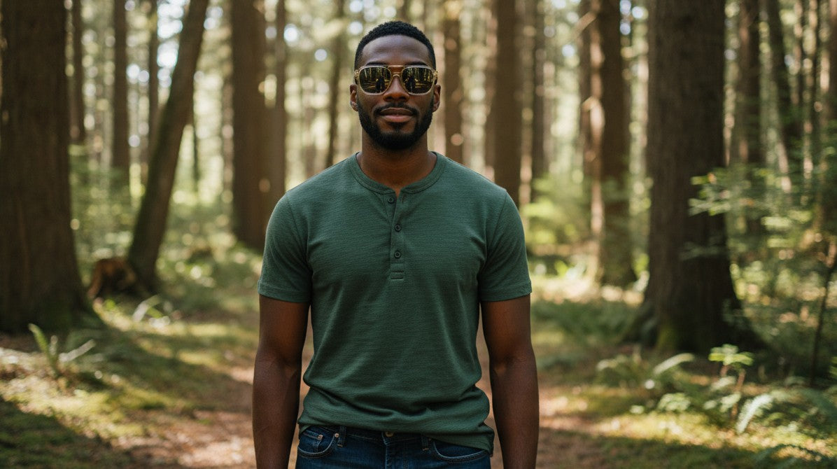 Gafas de sol ALLPOETS JANZEN transparentes con lentes grises y detalles dorados en las patillas.